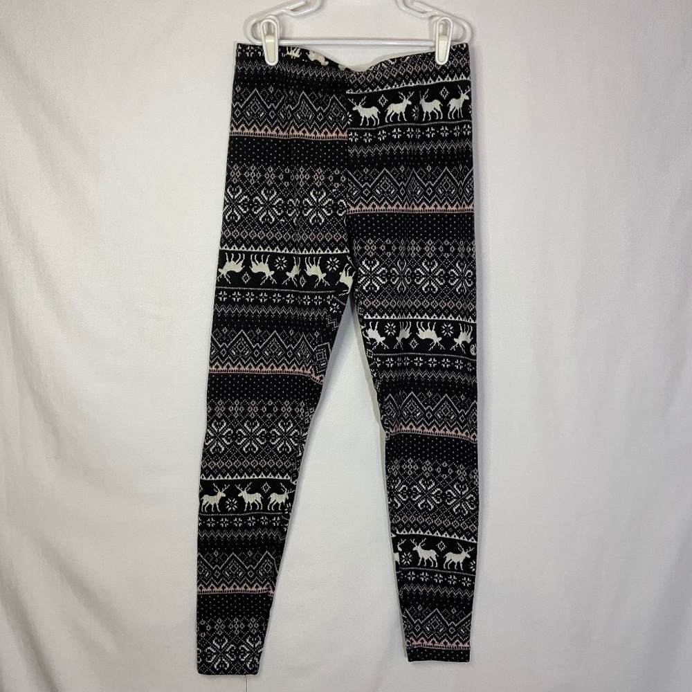 Eye Candy Thermal / Fleece Base Layer Black Snowflake & Reindeer Pants Girls M